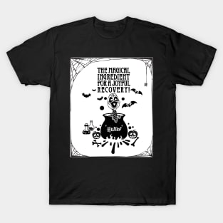 lung cancer Awareness white ribbon Humor the magical ingredient for a joyful recovery Halloween T-Shirt